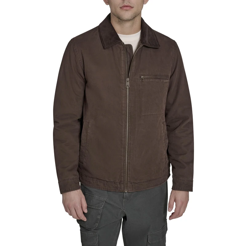 Levi's mens Cotton Depot Jacket With Corduroy Collar, Chocolate Brown, S