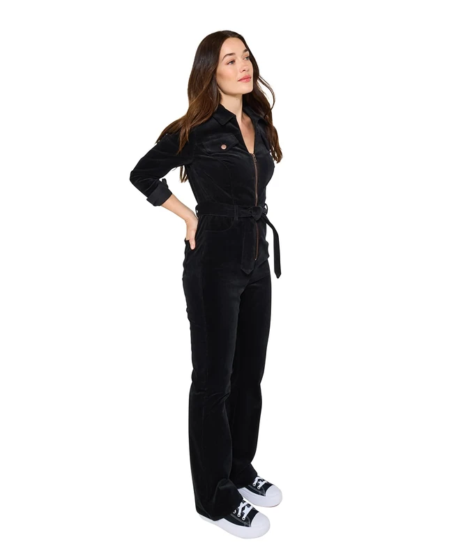 Joe Browns Women's Retro Stretch Fit Darcy Cord Jumpsuit, Black, 38 Taille Petite