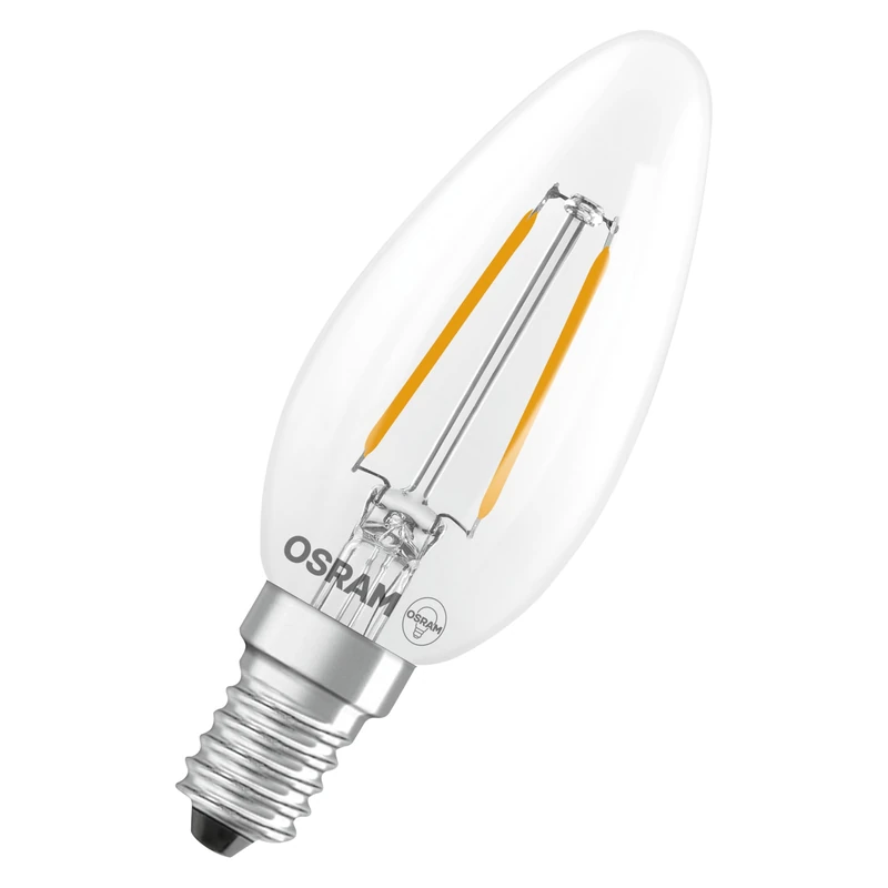OSRAM LED lamp Star Candle Shape B25 Filament, 2700 K Warm White, 1.8 W, E14, Clear, 250 lm, 15,000 h, for Chandeliers, Decorative fixtures,3-Pack
