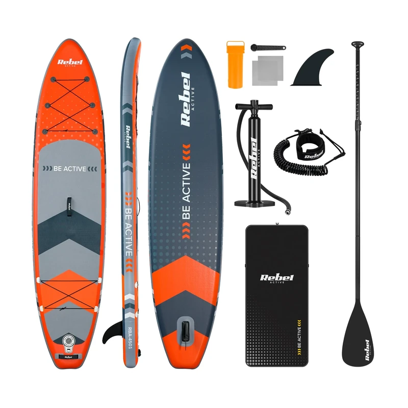 Rebel Electro SUP Board Pumped for Swimming Drop-Stitch 350cm Paddle Pump Kit Backpack RBA-4500-OR
