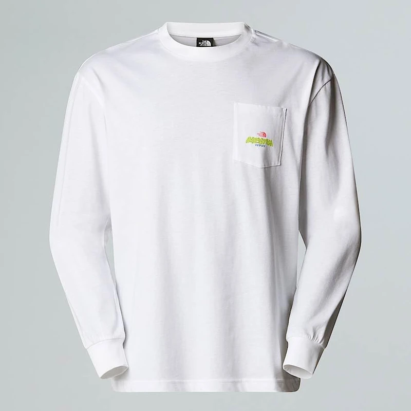 The North Face Unisex Expedition Celebration Oversized Long Sleeve Shirt, TNF White, L