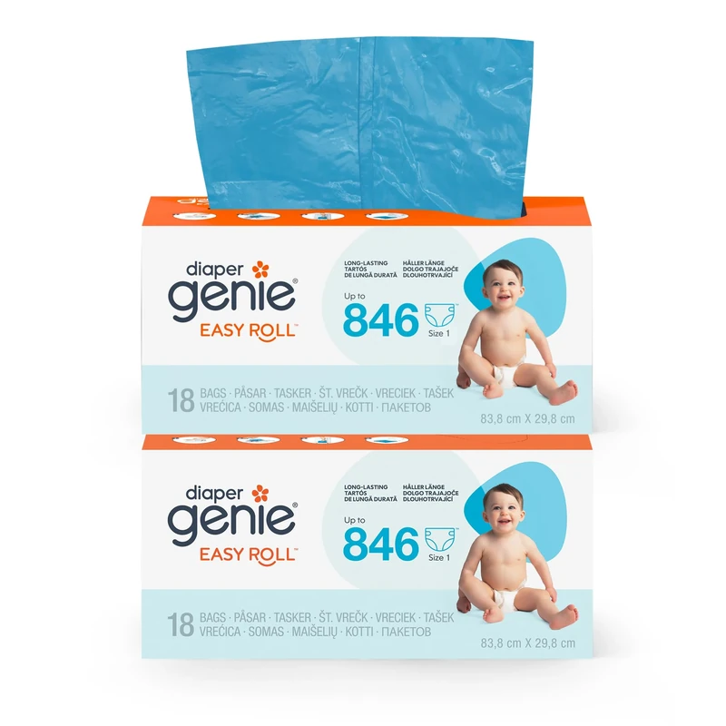 Diaper Genie - Original Easy Roll Refill Cassette, 2 Pack, 2 x 18 Bags Compatible with Diaper Genie Platinum Nappy Pails - Enough for 10 Months - Image 1