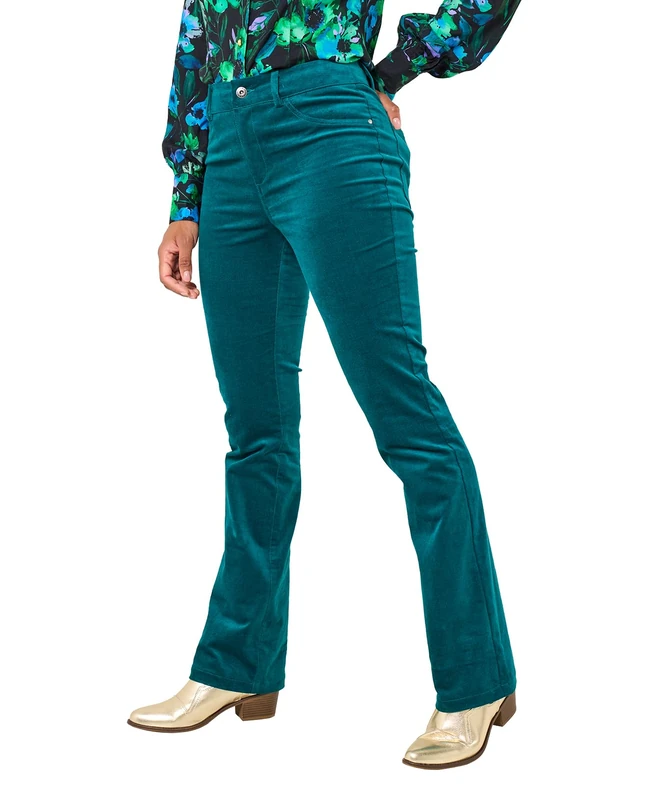 Joe Browns Women's Bootcut Stretch Moleskin Trousers, Regular, Turquoise, UK 14