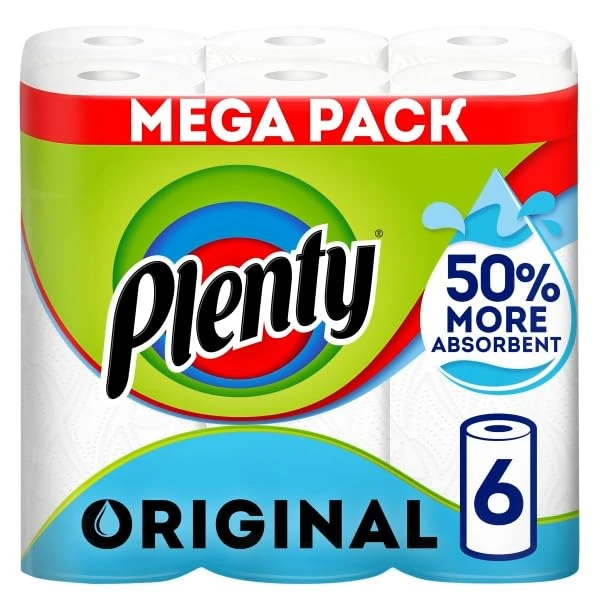 Plenty Kitchen Roll, 6 Rolls, 2-Ply Tissue