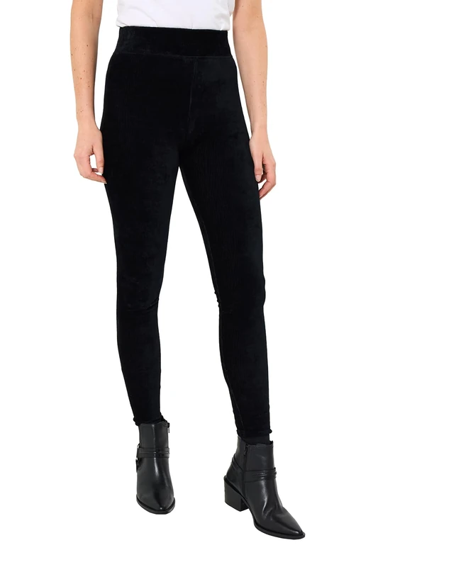 Joe Browns Women's Stretch Ribbed Velour Leggings Casual Pants, Black, 16
