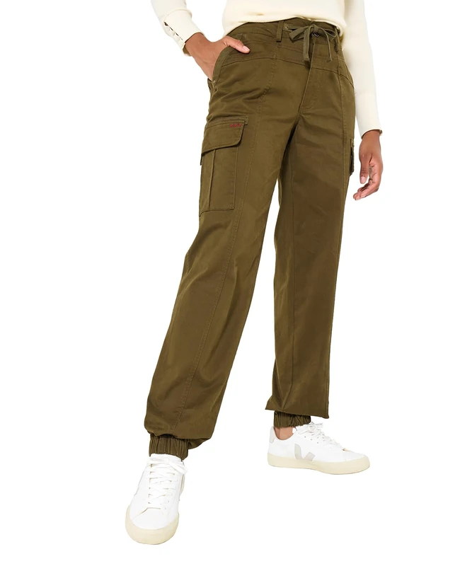 Joe Browns Women's Adjustable Waist Khaki Cargo Trousers Casual Pants, Green, 14