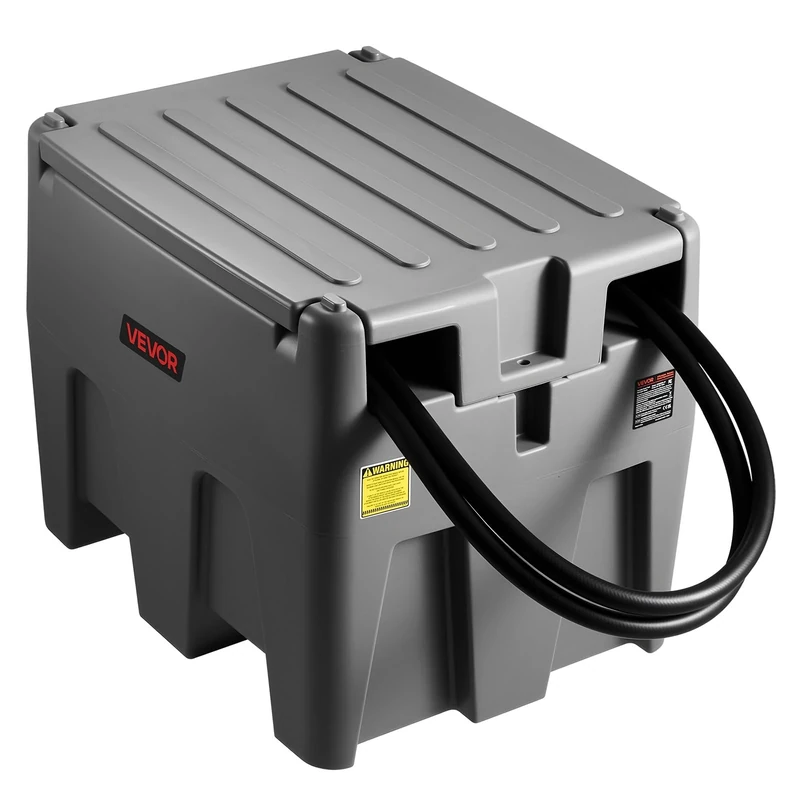 VEVOR Portable Diesel Tank, 58 Gallon Capacity & 10 GPM Flow Rate, Fuel Tank with 12V Electric Transfer Pump and 13.1ft Rubber Hose, PE Diesel Transfer Tanks for Easy Fuel Transportation, Grey