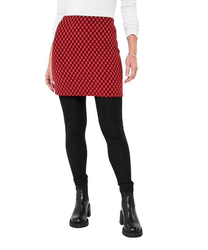 Joe Browns Women's Comfortable Fit Check Skirted Leggings Casual Pants, red, 8