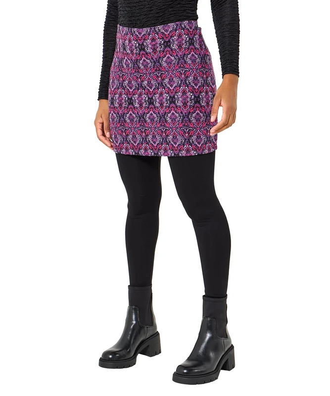 Joe Browns Women's Jacquard Kaleidoscope 2 in 1 Skirted Leggings Casual Pants, Purple, 14 - Image 1