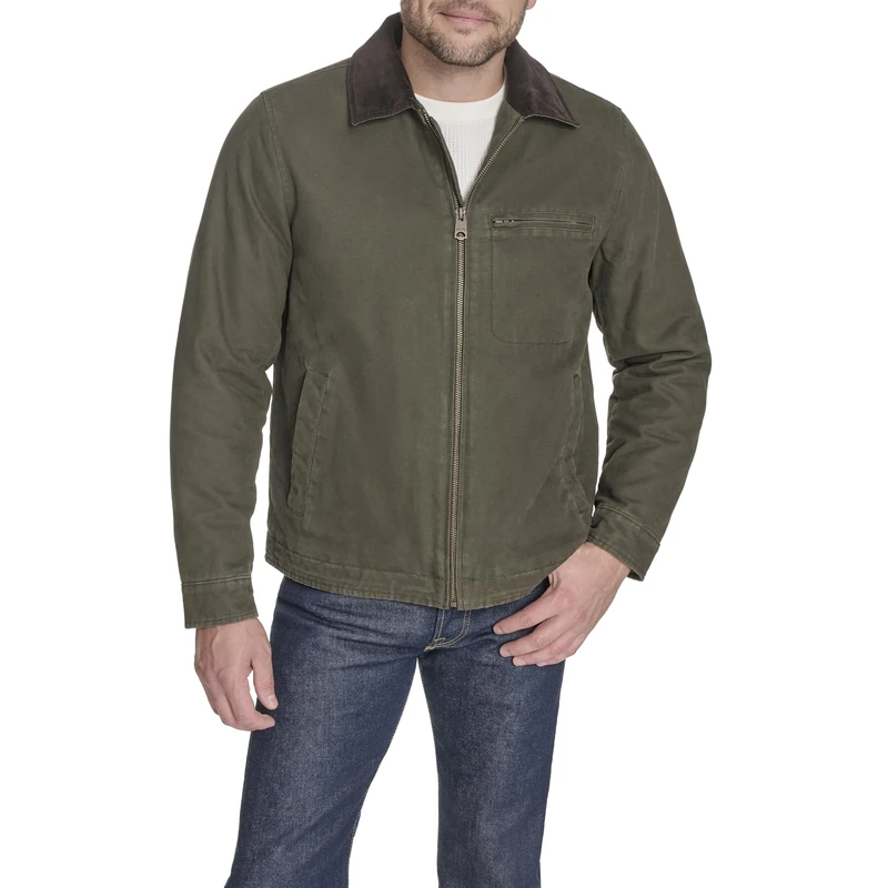 Levi's Men's Cotton Depot Jacket with Corduroy Collar, Olive, L