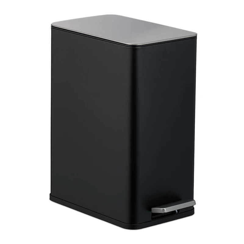 Relaxdays Bathroom Pedal Bin, 10 Litres, Soft-Close Lid, Removable Inner Bucket, Metal, Sanitary Waste Disposal, Black, 10% plastic 90% iron, 10 L