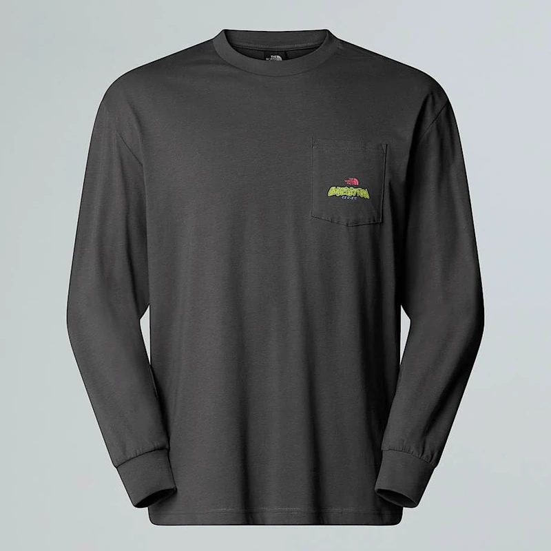 The North Face Unisex Expedition Celebration Oversized Long Sleeve Shirt, Anthracite Grey, S
