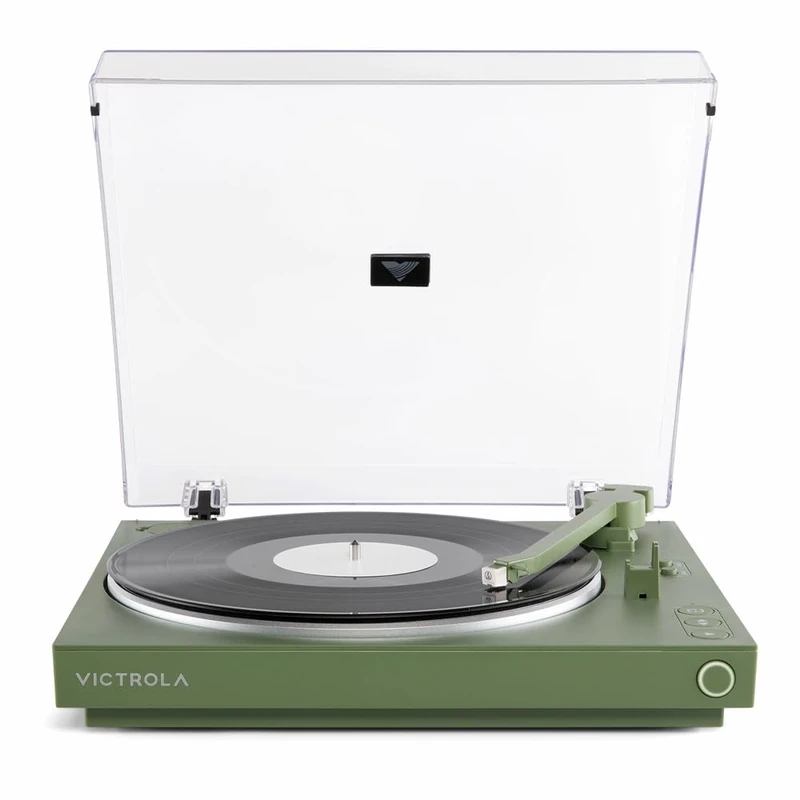 Victrola Automatic – Fully Automatic Bluetooth Turntable – Audio Technica ATN3600L Cartridge, 2-Speed Vinyl Record Player, Aluminium Platter, Switchable Preamp, Repeat Mode, Dust Cover (Green)
