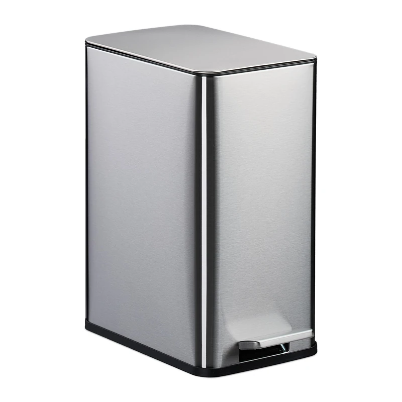 Relaxdays Bathroom Pedal Bin, 10 Litres, Soft-Close Lid, Removable Inner Bucket, Metal, Sanitary Waste Disposal, Silver - Image 1