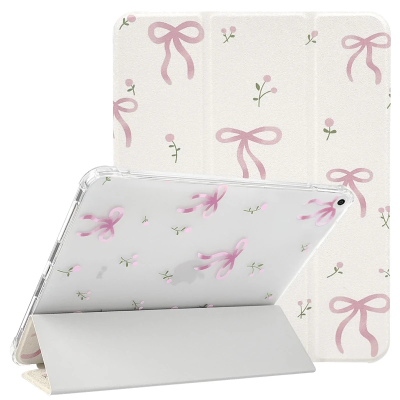 NITITOP iPad 9/8/7 10.2" Case with Pencil Holder - Floral Bow Trifold Stand - Image 1