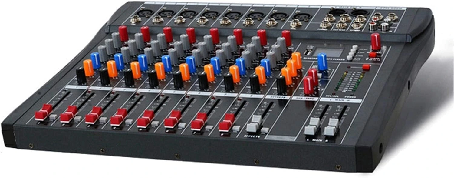Studio Mixing Desks 6/8/12/16 Channels Compact Audio Mixer Bluetooth Usb Dj Sound Mixing Console, 8 way