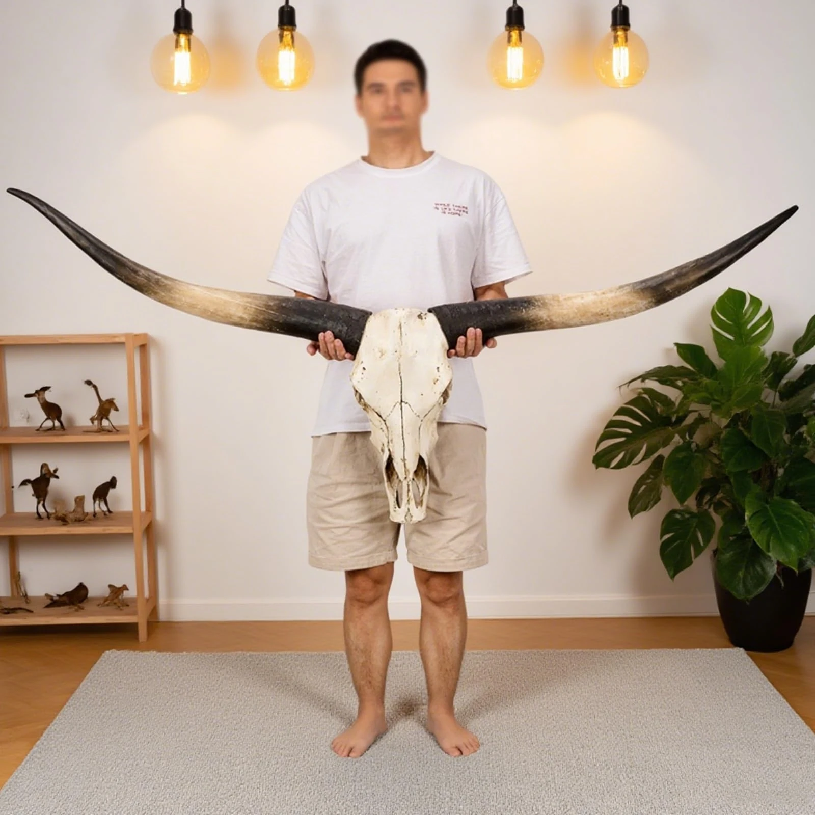 TUPAFJU 70in long horn skull head,longhorn wall decor,long horn,cow skull wall decor,cow horns,bull horns wall decor,long horn skull head,bull head wall decor(Black horn)
