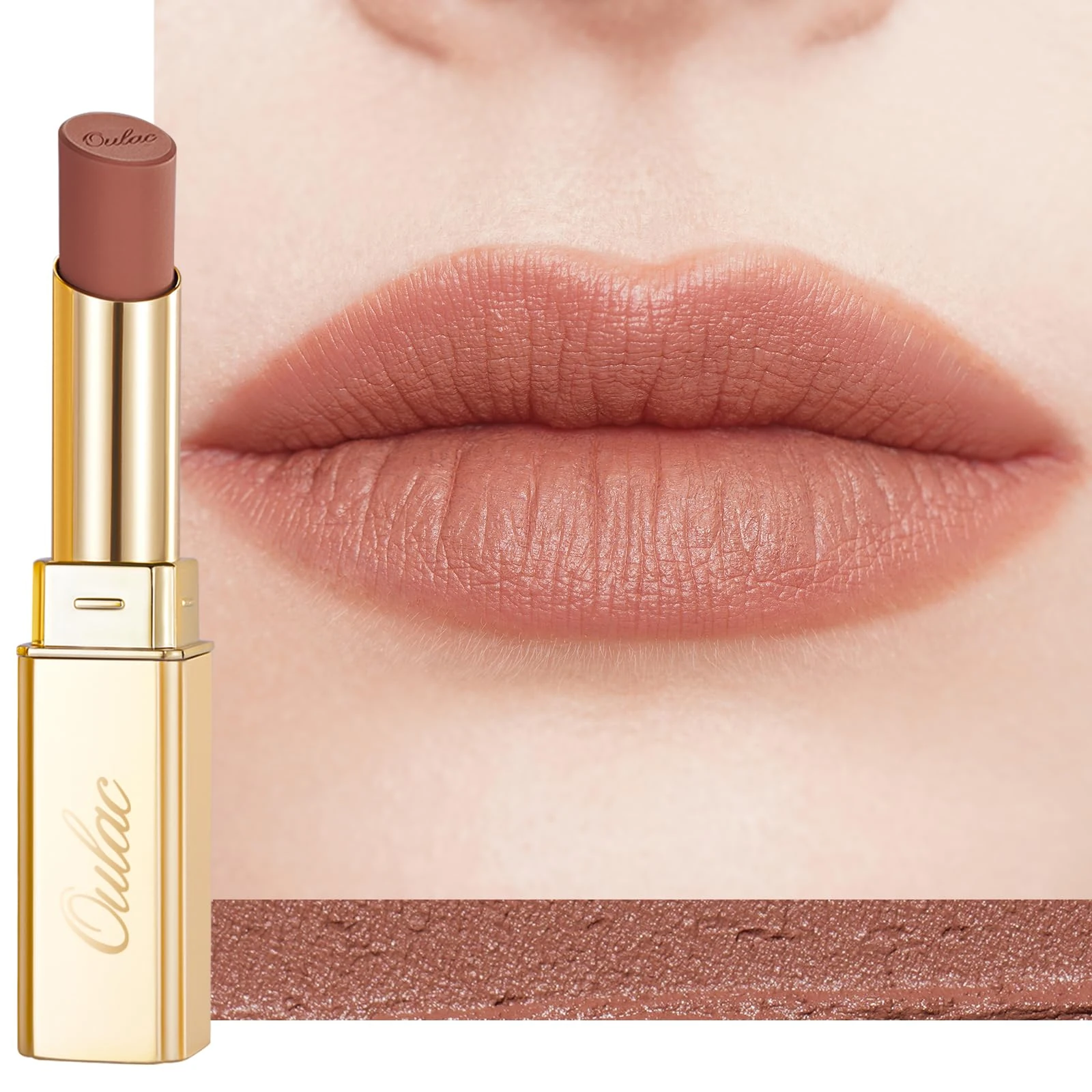 Oulac Matte Nude Lipstick for Women Lightweight Non-Drying Waterproof Lipstick Long Wear High Impact Lip Color&Soft Matte Finish Highly Pigmented Smooth Formula,Vegan&Cruelty Free Lip Makeup RM04