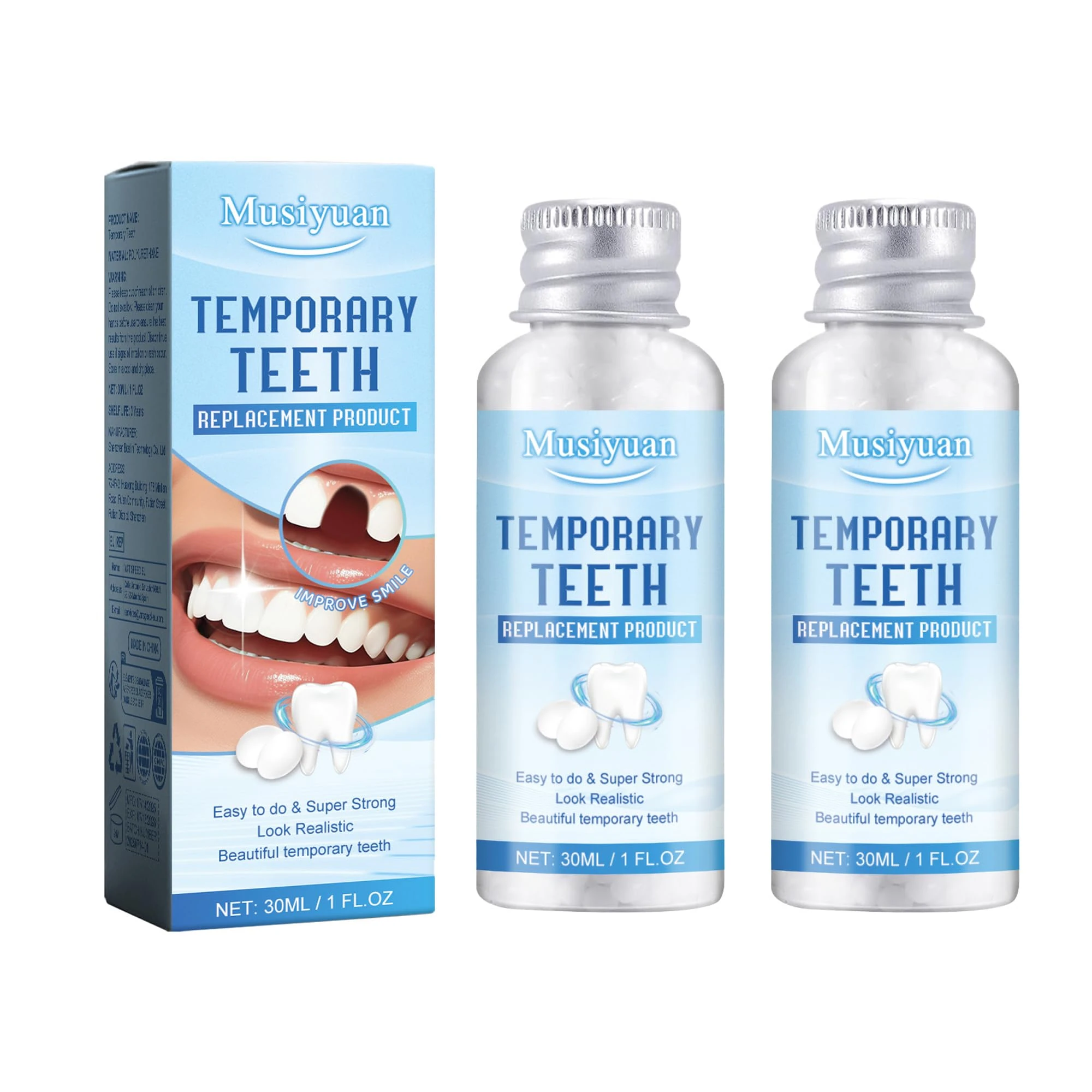 Temporary Tooth Repair Kits, Tooth Filling Kit, Tooth Repair Beads for Temporary Fixing Filling Missing Broken Tooth Moldable Fake Teeth (2)