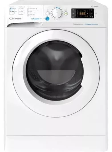 Indesit BWE 71496X WV UK Freestanding Washing Machine – 7kg Load, 1400rpm Spin, White, Energy Efficient, Push&Wash, Daily Cycles, Easy Use