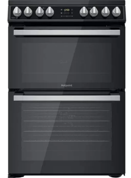 HDT67V8D2CB/UK 60cm Freestanding Electric Cooker with Ceramic Hob & Twin Ovens – Multifunction, Black
