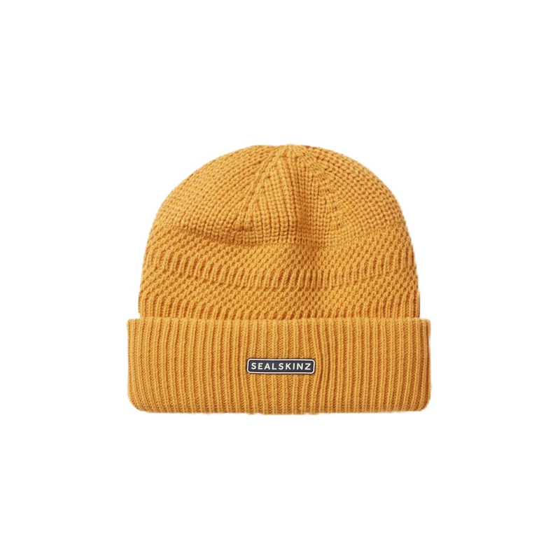 SEALSKINZ Gressenhall Waterproof Cold Weather Textured Stripe Roll Cuff Beanie Black