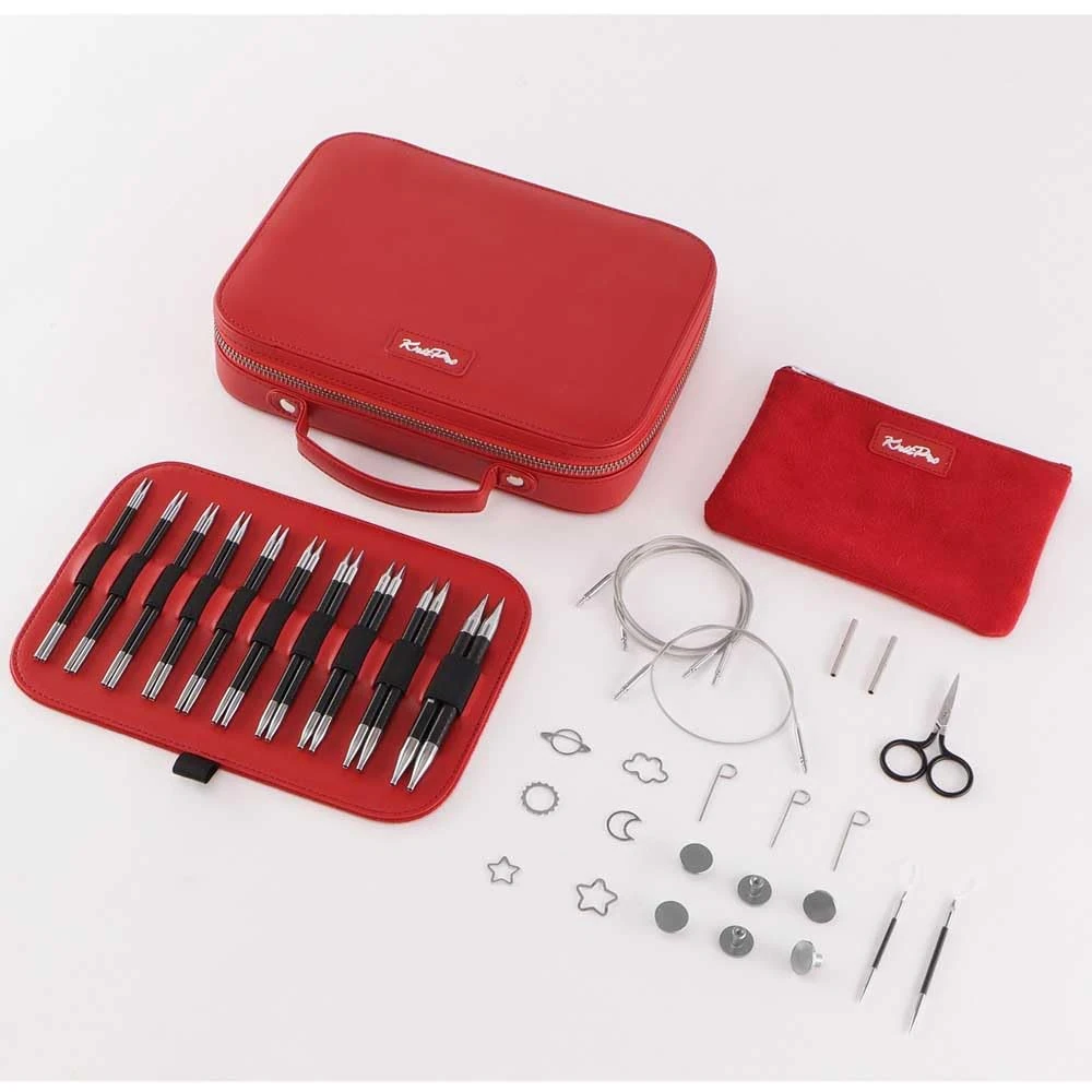 KnitPro Karbonz Élan Interchangeable Circular Knitting Needle Gift Set, Carbon Fibre, 3.00-8.00mm, 1 Set