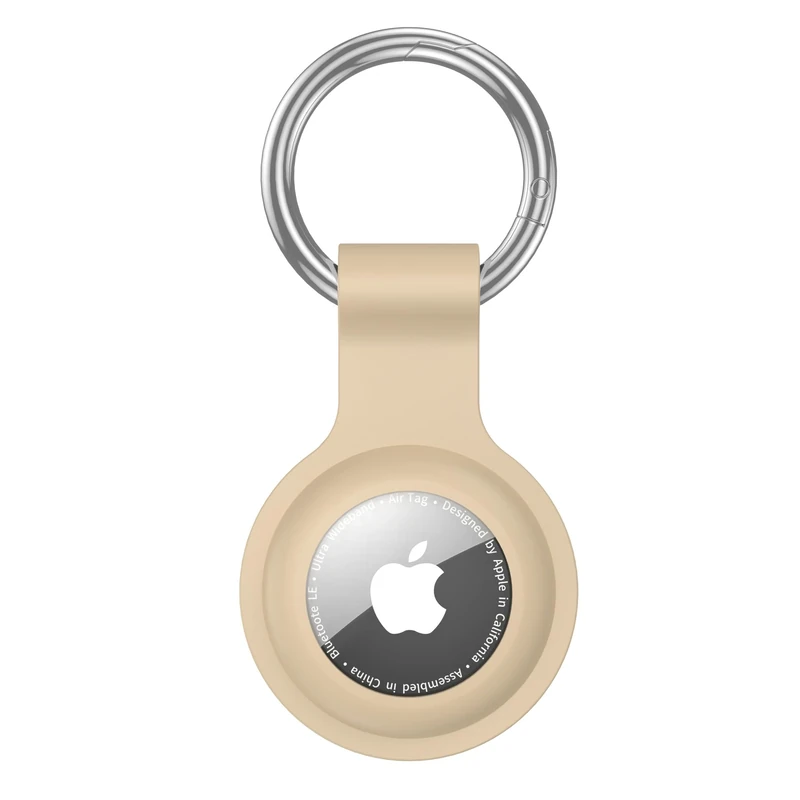 Anybase - Case for Airtag, Ultralight Silicone Case for Air Tags with Anti-Lost Keychain Ring Accessories Milk Tea Colour