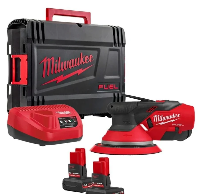 Milwaukee M12 Fuel FROS2.5-502X 12v Brushless 150mm Random Orbital Sander Inc 2X 5.0Ah Batteries