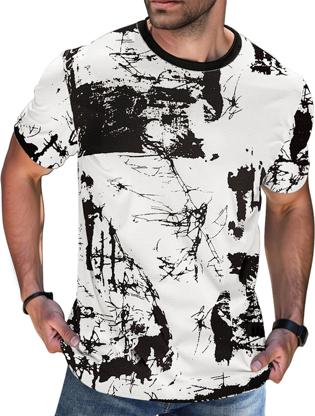 Furpazven Mens T Shirt UK Fashion Print Graphic Tshirt Hip Hop Casual T-Shirts Short Sleeve Tee Tops Shirts White Y01 M