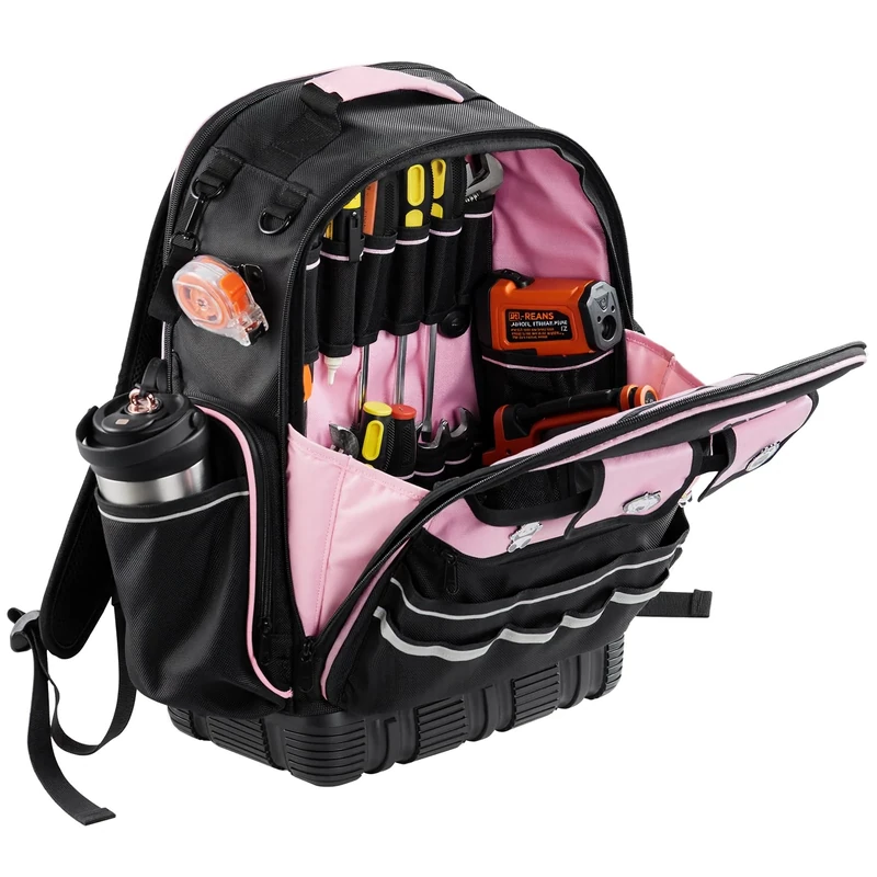 VEVOR Tool Backpack, 56 Pockets, Heavy-duty Tools Storage Organizer Work Bags with Laptop Compartment & Molded Base, Electrician Jobsite Backpack for Electrician, Repairman, and HVAC Techs