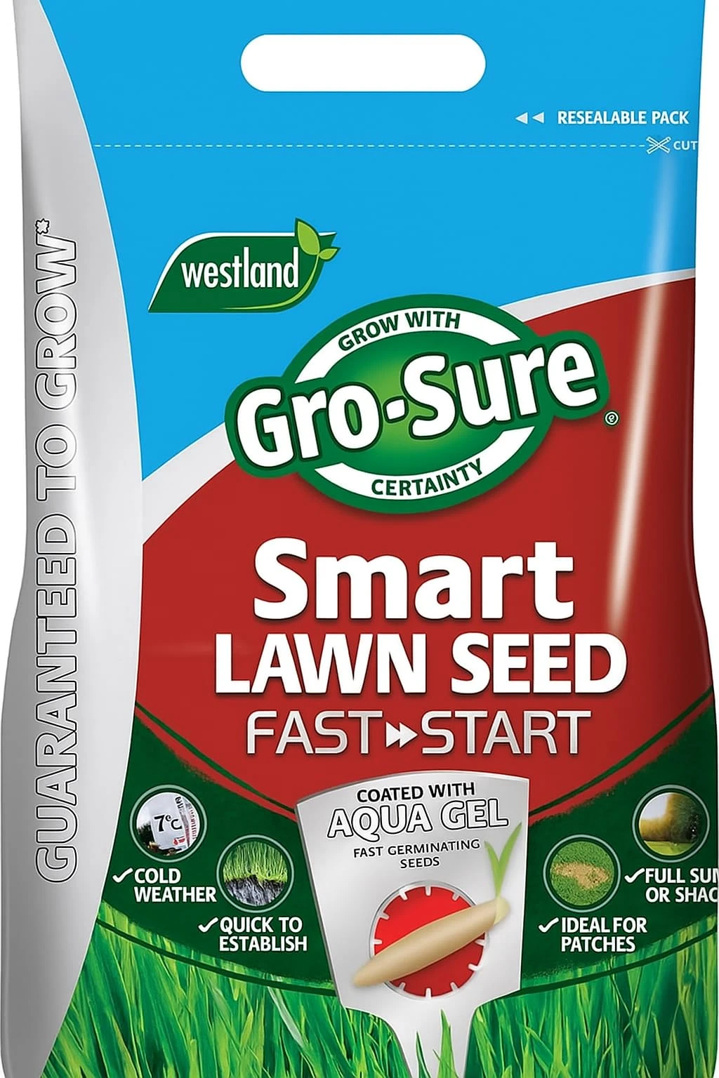Gro-sure Smart Lawn Seed Fast Start Guaranteed Grass Seeds, 120 m2