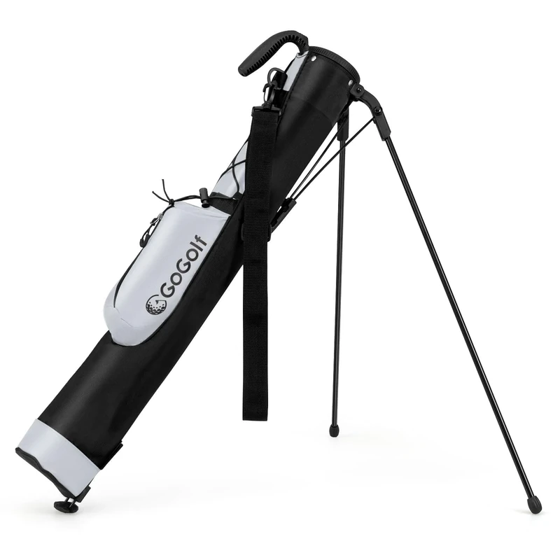 FANTASK Golf Stand Carry Bag Golf Bag Lightweight with 2 Dividers & Rain Cover Pitch 'n Putt Golf Bag with Shoulder Strap Bag & Stand for Men Women Grey