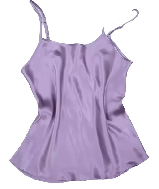 Women’s 100 percent Mulberry Silk 16‑Momme Spaghetti‑Strap Camisole Sleepwear Vest