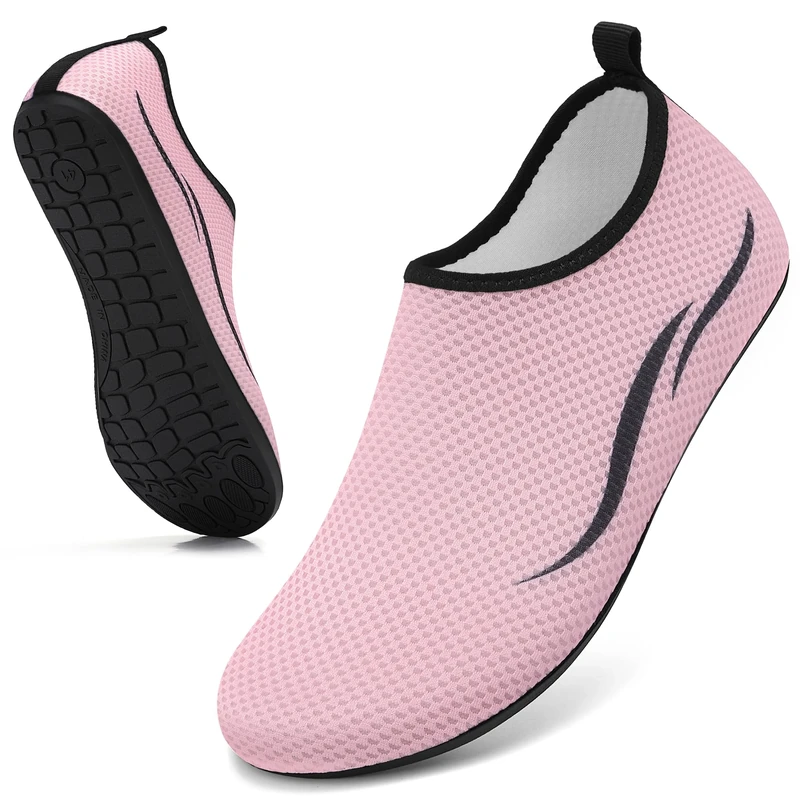 gitzing Water Shoes for Women Men Beach Quick-Dry Swim Aqua Socks Breathable Barefoot Shoes for Surfing Running Driving Pool Yoga(Pink,34 EU/2.5 UK)