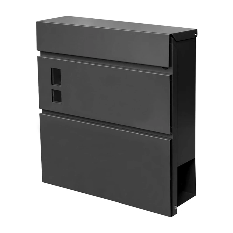 xhlokk Wall Mount Mailboxes, Locking Modern Drop Mailbox for Outside, Large Capacity Galvanized Steel Post Box with Newspaper Holder