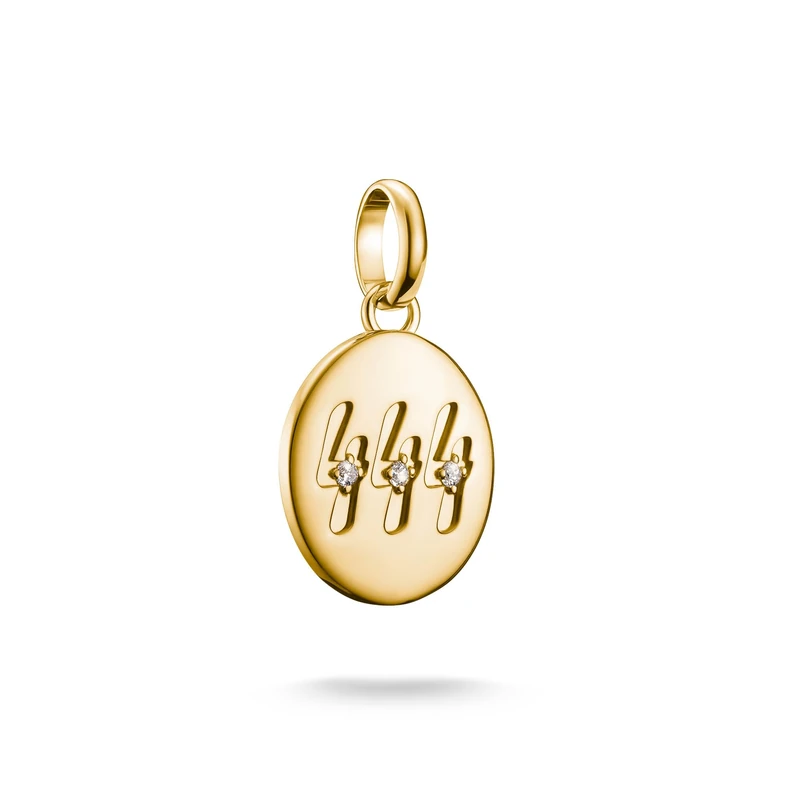 Thomas Sabo Charm pendant angel number 444 with stones Connect gold-plated 18-carat Gold-plating, Recycled 925 Silver