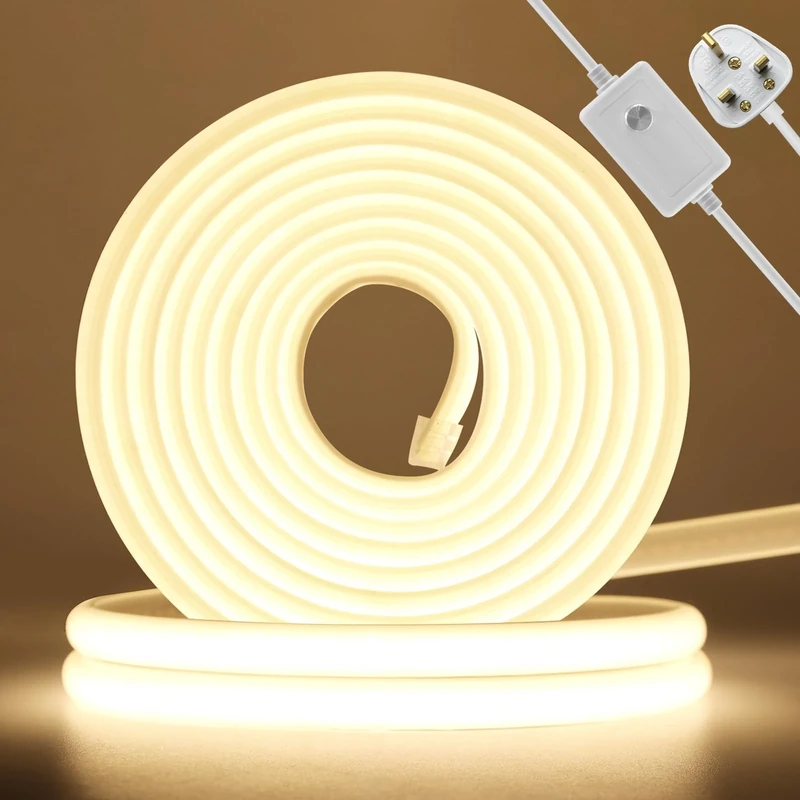 KISUFU 220V COB Neon Led Strip Light, 288 LEDs/m Waterproof IP67 Rope Lights 50cm Flexible Cuttable for Bedroom Garden Kitchen Mirror Outdoor Indoor Decor Decoration.