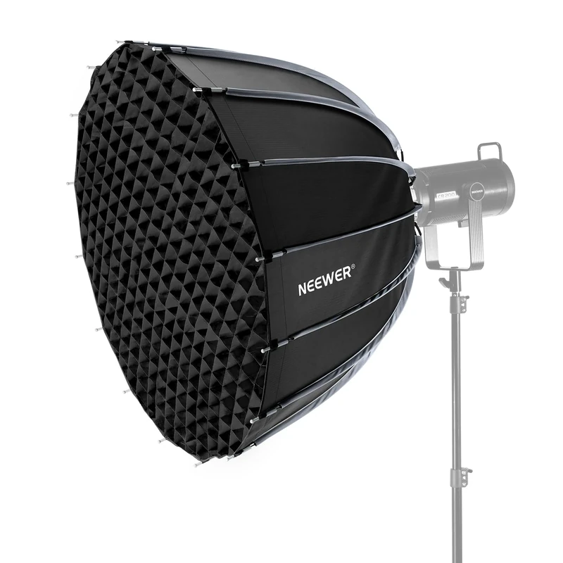 NEEWER BASICS Parabolic Softbox Bowens Mount, 35.4" Quick Release Soft Box Light Diffuser/Grid/Bag Compatible with Godox Compatible with Aputure 600d Studio Photography Video Recording Lighting, NS38P