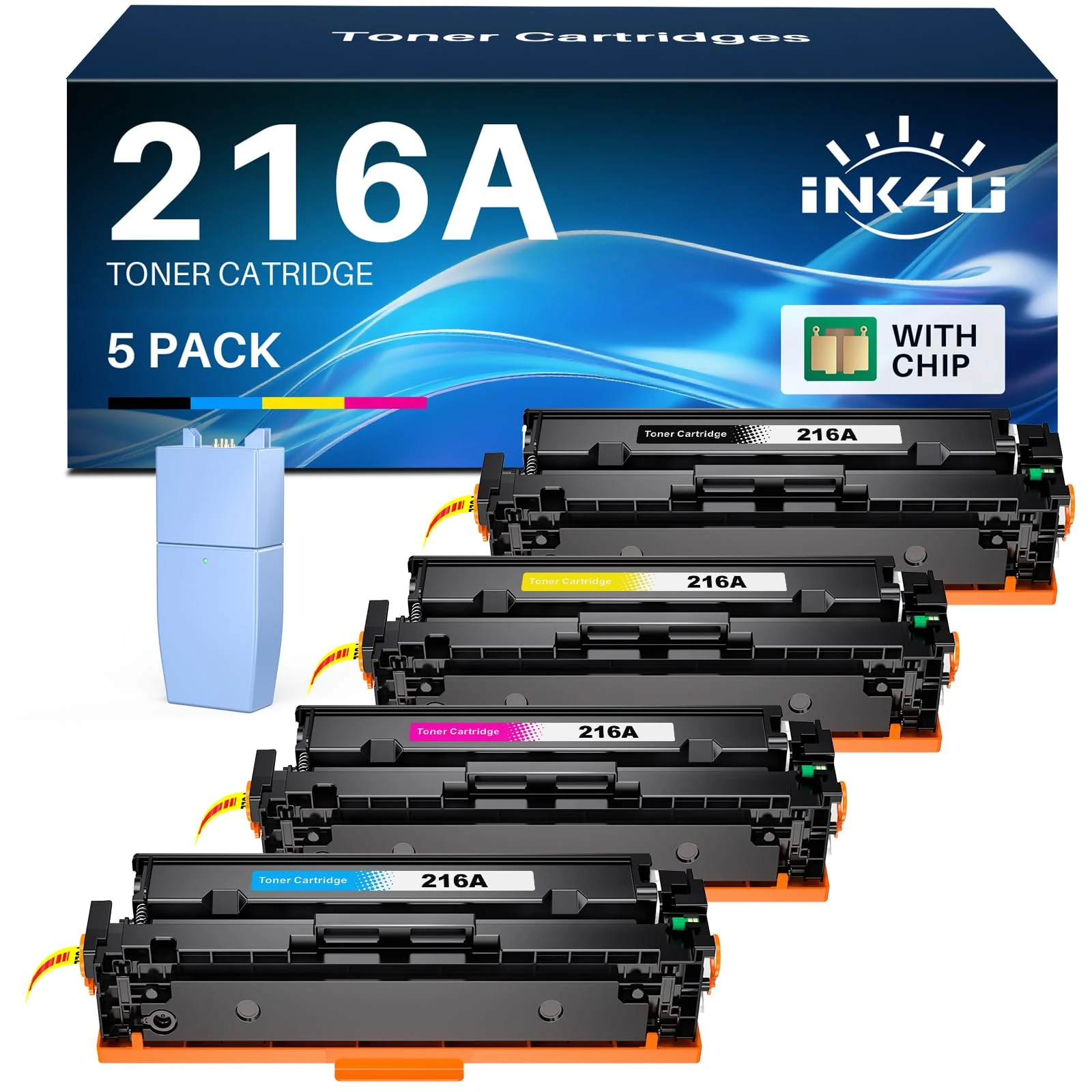 INK4U 216A Toner Cartridges Compatible with HP 216A for Color Laserjet Pro MFP M183fw M182n M182nw M155a M155nw W2410A W2411A W2412A W2413A Printer, With Chip 4-Pack (Black, Cyan, Magenta, Yellow)