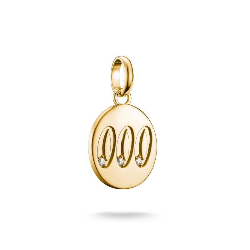 Thomas Sabo Charm pendant angel number 000 with stones Connect gold-plated 18-carat Gold-plating, Recycled 925 Silver - Image 1