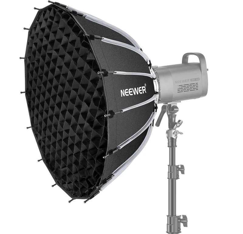 NEEWER Basics Parabolic Softbox Kit, 26"/65cm Bowens Mount Soft Box with Light Diffusers for Studio Photography Video Recording Streaming Lighting Compatible with Godox Compatible with Aputure, NS37P
