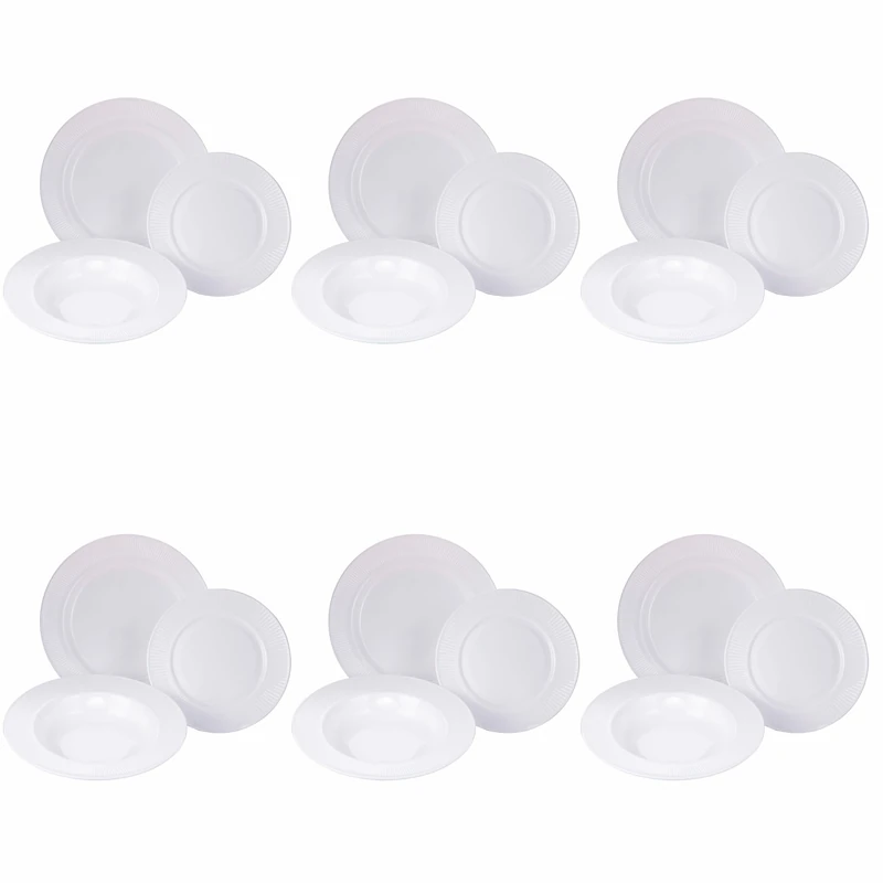 18-Piece Opal Glass 6-Seater Dinner Set with Machined Edge - Image 1
