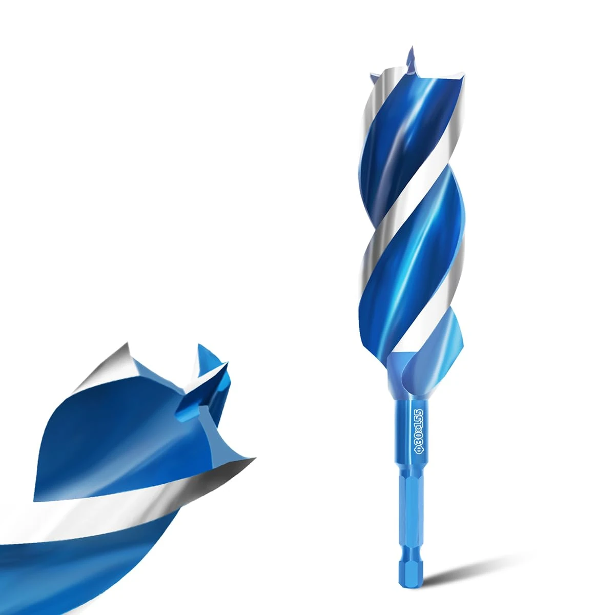 Teronbeta Wood Drill Bit 30mm x 155mm Professional 1/4 Inch Hex Shank Brad Point Auger Drill Bits for Wood