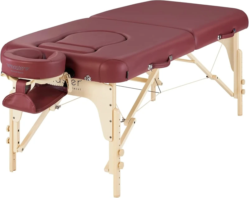 Master Massage Eva Pregnancy Portable Massage Table with Belly Hole, 76cm in Width, Luxury Portable Massage, Lush, Salon Table for Pregnancy Massage in Burgundy