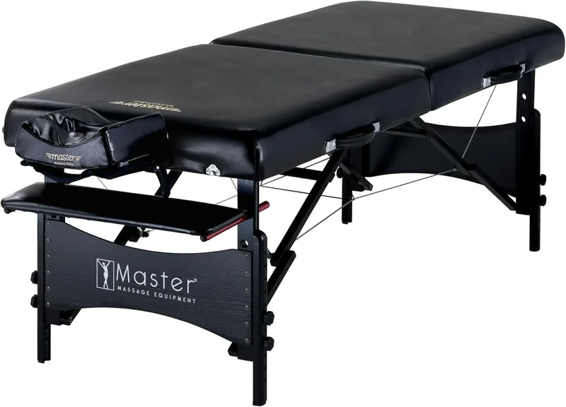 Master Massage Galaxy Memory Foam Pro Portable Massage Table in 76cm, Full Table Package in Black, perferct for Spa, Massage, Facial and Lash.