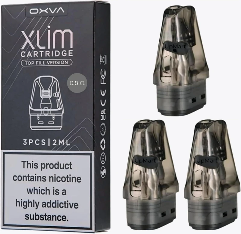 OXVA Xlim V3 Pods (0.4Ω, 0.6Ω, 0.8Ω, 1.2Ω Mesh, 3 Pack) – Works with XLIM PRO, KIT, SE, SQ & SQ Pro, 2ml Refillable Top-Fill Cartridges, (0.8Ω) – No Nicotine