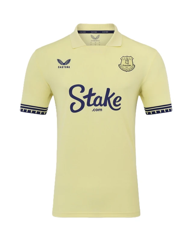 Everton FC Castore Women's Away Short Sleeve Shirt, Pastel Yellow, 14