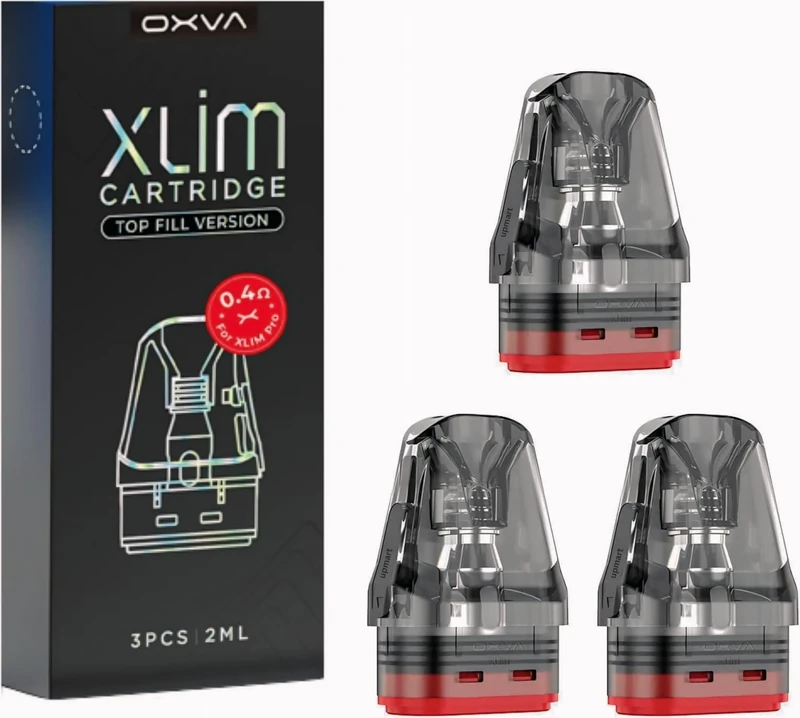OXVA Xlim V3 Pods (0.4Ω, 0.6Ω, 0.8Ω, 1.2Ω Mesh, 3 Pack) – Works with XLIM PRO, KIT, SE, SQ & SQ Pro, 2ml Refillable Top-Fill Cartridges, (0.4Ω) – No Nicotine