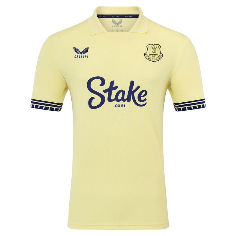 Everton FC Castore Men's Away Short Sleeve Shirt, Pastel Yellow, XS